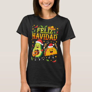 Funny Feliz Navidad Avocado Tacos Mexican Christma T-Shirt