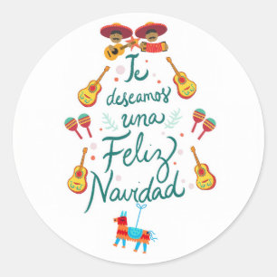 Funny feliz navidad classic round sticker