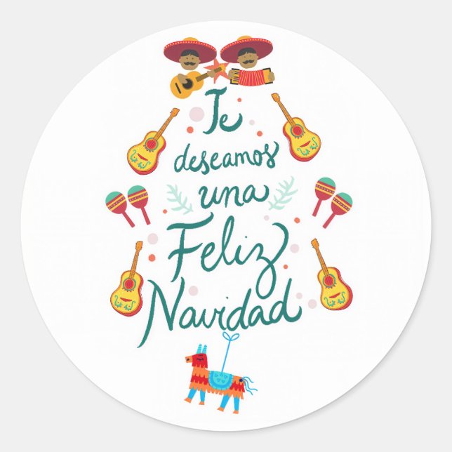 Funny feliz navidad classic round sticker (Front)