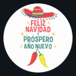 Funny feliz navidad classic round sticker<br><div class="desc">Funny feliz navidad sticker for christmas time. Feliz navidad sticker for Mexican christmas</div>