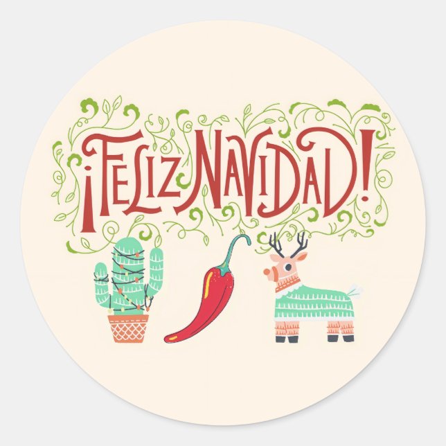 Funny feliz navidad classic round sticker (Front)