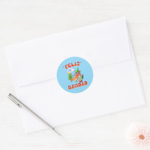 Funny Feliz Navidad Cute Christmas Chilli Classic Round Sticker