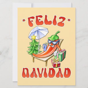 Funny Feliz Navidad Cute Christmas Chilli Holiday Card