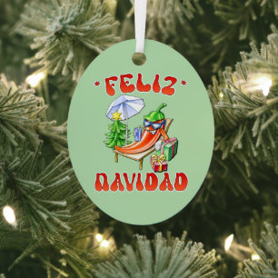 Funny Feliz Navidad Cute Christmas Chilli Metal Tree Decoration