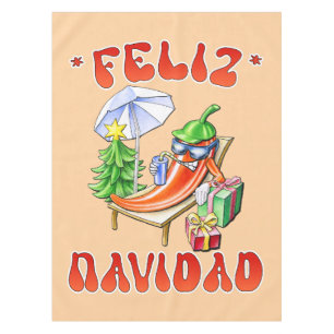 Funny Feliz Navidad Cute Christmas Chilli Tablecloth
