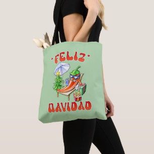 Funny Feliz Navidad Cute Christmas Chilli Tote Bag
