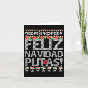 Funny Feliz Navidad Putas Tee Shirt - Boys Black U Card