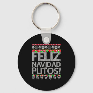 Funny Feliz Navidad Putos Tee Shirt - Black, Small Key Ring