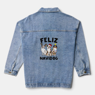 Funny Feliz Navidog Australian Shepherd dog lover Denim Jacket