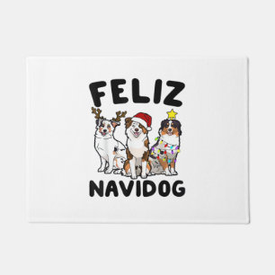Funny Feliz Navidog Australian Shepherd dog lover Doormat