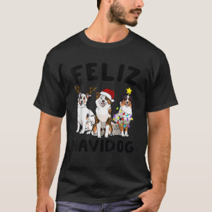 Funny Feliz Navidog Australian Shepherd dog lover  T-Shirt