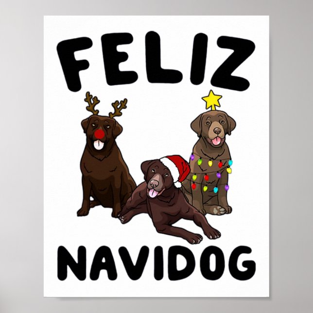 Funny Feliz Navidog Chesapeake Y Retriever Dog Chr Poster (Front)