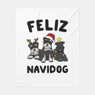 Funny Feliz Navidog Miniature Schnauzer dog lover  Fleece Blanket