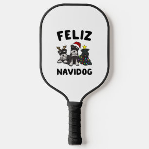 Funny Feliz Navidog Miniature Schnauzer dog lover Pickleball Paddle