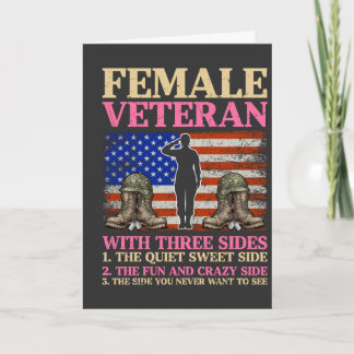 Funny Female Veteran Military Woman American Flag Card