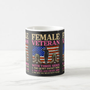 Funny Female Veteran Military Woman American Flag  Coffee Mug