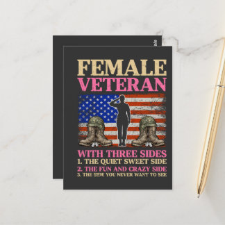 Funny Female Veteran Military Woman American Flag Postcard