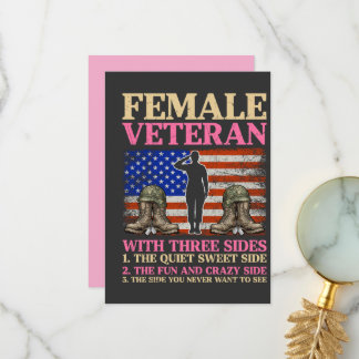 Funny Female Veteran Military Woman American Flag Thank You Card
