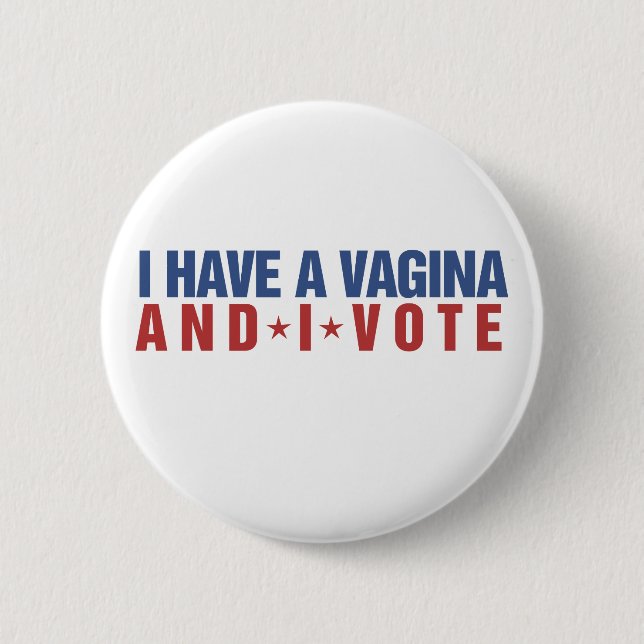 Funny feminist humour 6 cm round badge (Front)