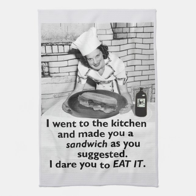 Funny Feminist Make Me a Sandwich Tea Towel (Vertical)