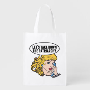 Funny Feminist Pop Art Anti Patriarchy Retro Women Reusable Grocery Bag