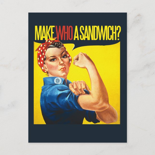 Funny Feminist Rosie Riveter humour Postcard (Front)