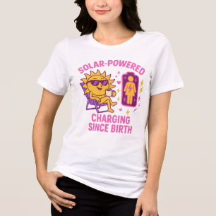 Funny Feminist Solar Power T-Shirt – Charged Woman Tri-Blend Shirt