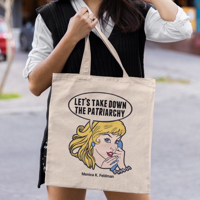 Funny Feminist Women's Rights Quote Monogram Tote Bag (Creator Uploaded)