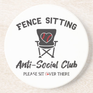 Funny Fence Sitting Anti Social Club Baseball Soft Coaster