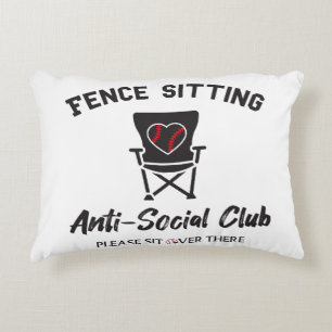 Funny Fence Sitting Anti Social Club Baseball Soft Decorative Cushion