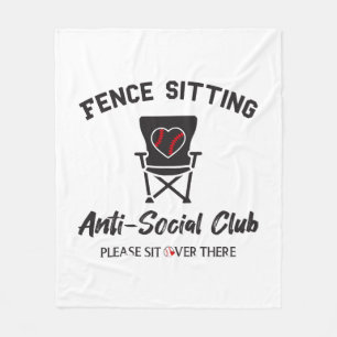 Funny Fence Sitting Anti Social Club Baseball Soft Fleece Blanket