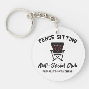 Funny Fence Sitting Anti Social Club Baseball Soft Key Ring