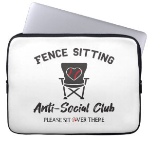 Funny Fence Sitting Anti Social Club Baseball Soft Laptop Sleeve