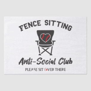 Funny Fence Sitting Anti Social Club Baseball Soft Tissue Paper