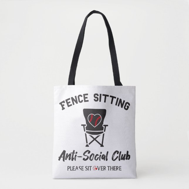 Funny Fence Sitting Anti Social Club Baseball Soft Tote Bag (Front)