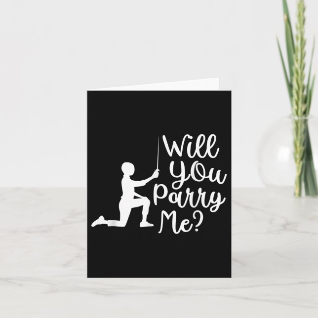 Funny Fencer Fencing Groom Bride Rapier Sabre Duel Card (Front)