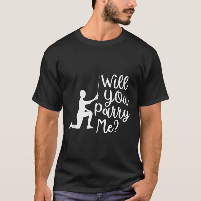 Funny Fencer Fencing Groom Bride Rapier Sabre Duel T-Shirt (Front)