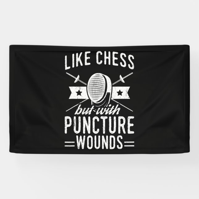 Funny Fencing Design Like Chess But With Puncture Banner (Horizontal)