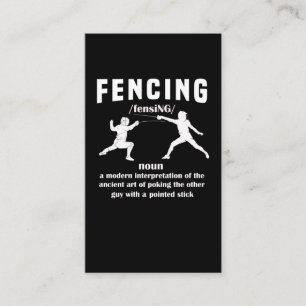 Funny Fencing Sports Sword Fencer Humour Business Card