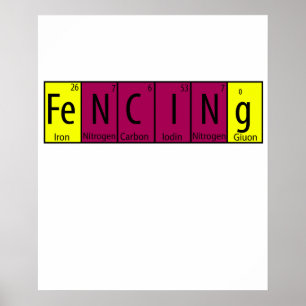 Funny Fencing T-Shirt I Periodic Elements Nerd Gif Poster