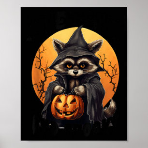 Funny Feral And Spooky Cute Racoon Halloween For Poster