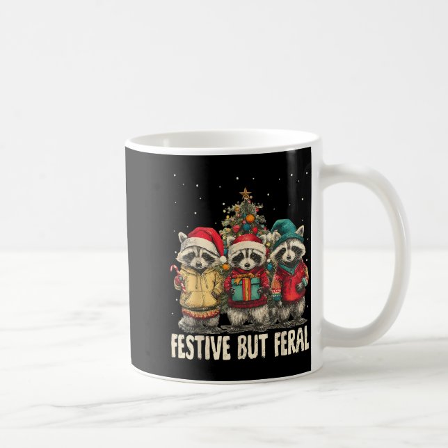 Funny Feral But Festive Christmas Raccoons Xmas Ho Coffee Mug (Right)