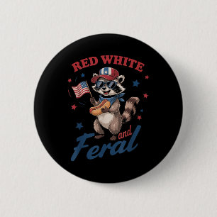 Funny Feral But Free Usa Racoon 4th Of July Ameri 6 Cm Round Badge