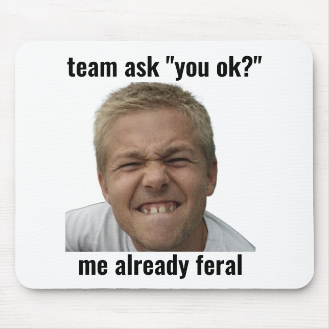 Funny Feral Gamer Meme Mouse Pad (Front)