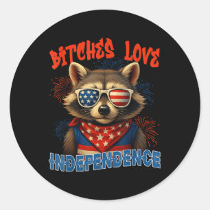Funny Feral Independence Day Racoon Usa Patriotic Classic Round Sticker