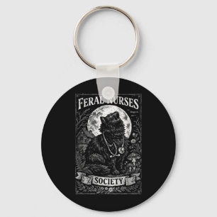 Funny Feral Nurses Society Black Cat Stethoscope Key Ring