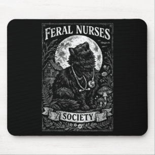 Funny Feral Nurses Society Black Cat Stethoscope Mouse Mat