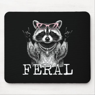 Funny feral raccoon feral girl summer raccoon mouse mat