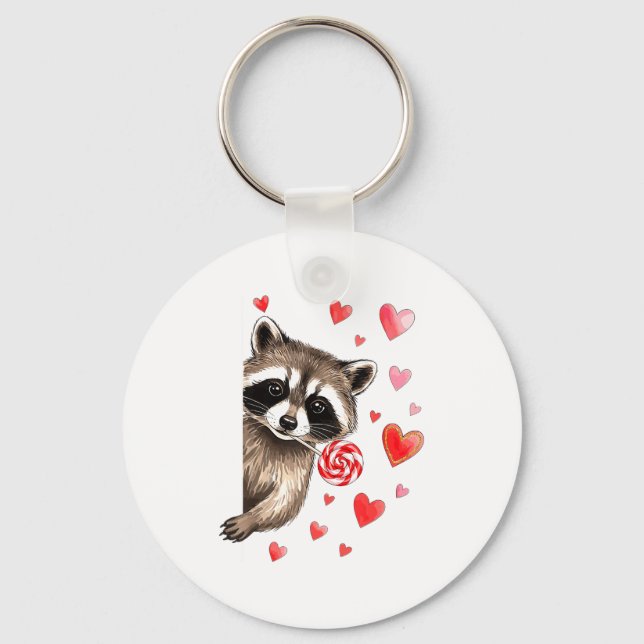 Funny Feral Raccoon Valentine's Day Sarcastic Humo Key Ring (Front)