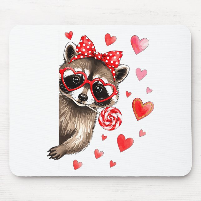 Funny Feral Raccoon Valentine's Day Sarcastic Humo Mouse Mat (Front)